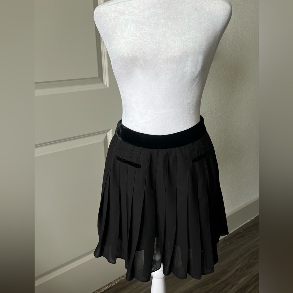 Maje Black Mini silk Skater Skirt